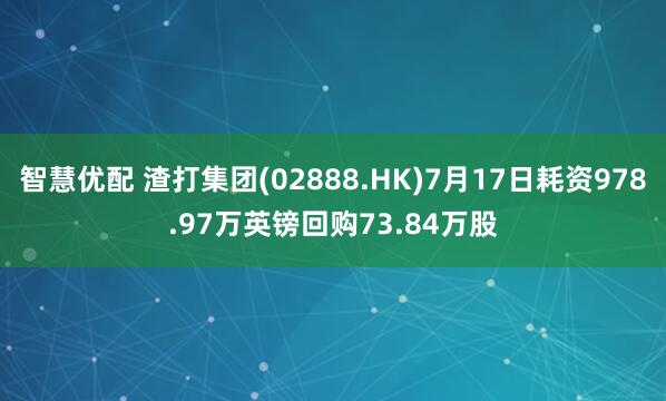 智慧优配 渣打集团(02888.HK)7月17日耗资978.97万英镑回购73.84万股