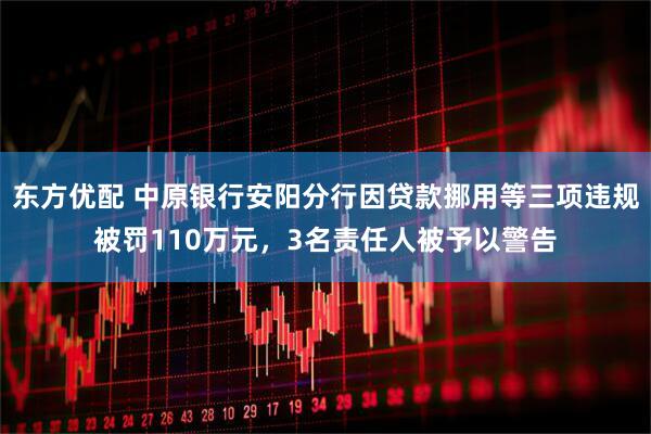 东方优配 中原银行安阳分行因贷款挪用等三项违规被罚110万元，3名责任人被予以警告